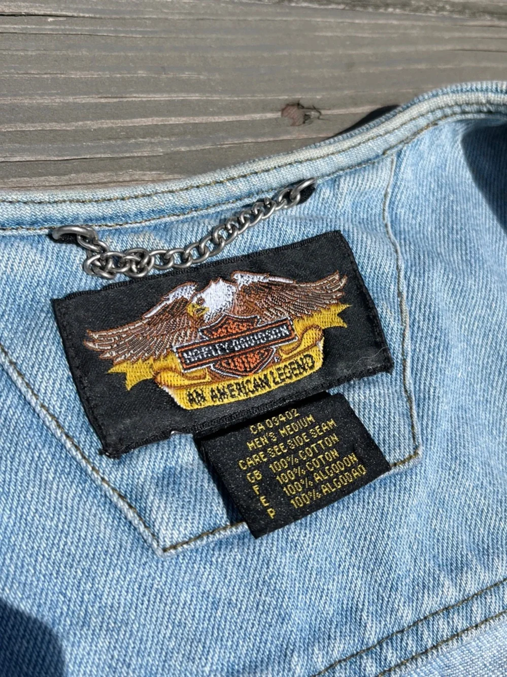 Vintage Harley-Davidson Denim Vest with Chest Logo